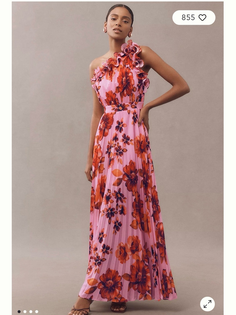 Anthropologie Vida dress, one shoulder ruffled fit & flare maxi dress.